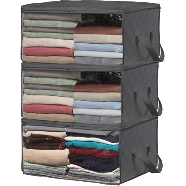 Sorbus Foldable Storage Bag Organizers, 3 Sections, Great for Clothes ...