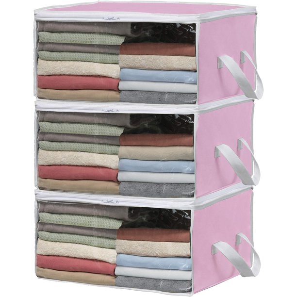 Simple Houseware 3 Pack Foldable Closet Organizer Clothing Storage Box