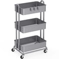 thumbnail image 1 of Simple Houseware 3-Tier Kitchen Cart Metal Utility Rolling Cart, Silver, 1 of 5
