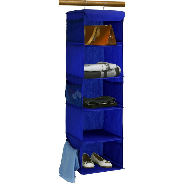 Simple Houseware 5 Shelves Hanging Closet Organizer, Dark Blue