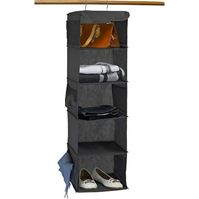 Simple Houseware 3 Shelves Hanging Closet Organizer with Front Stopper,  Black