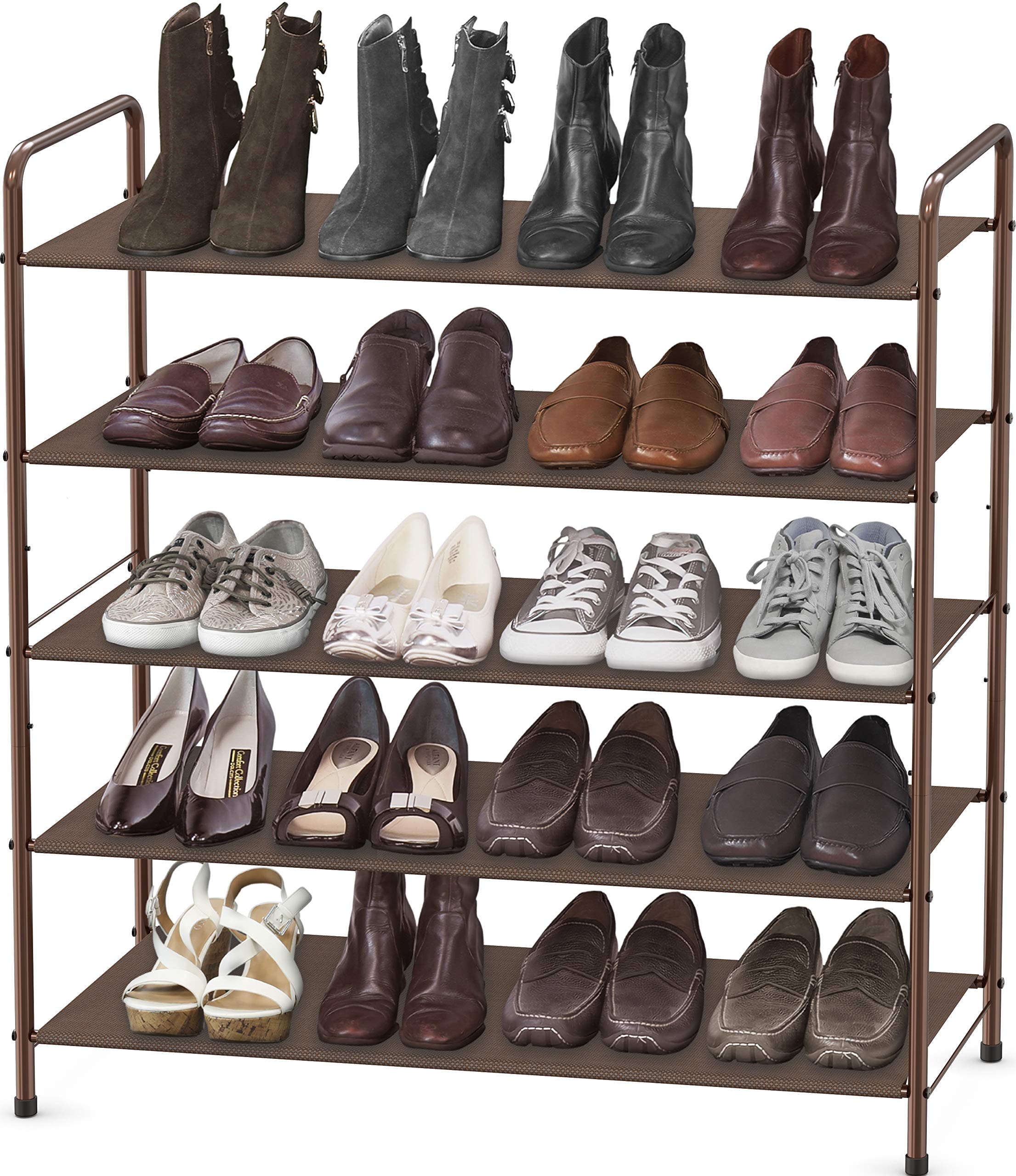 Simple Houseware 5-Tier Shoe Rack Storage Organizer, Bronze 