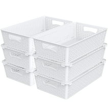 Simple Houseware 6 Pack Large Weaver Basket Organizer, white