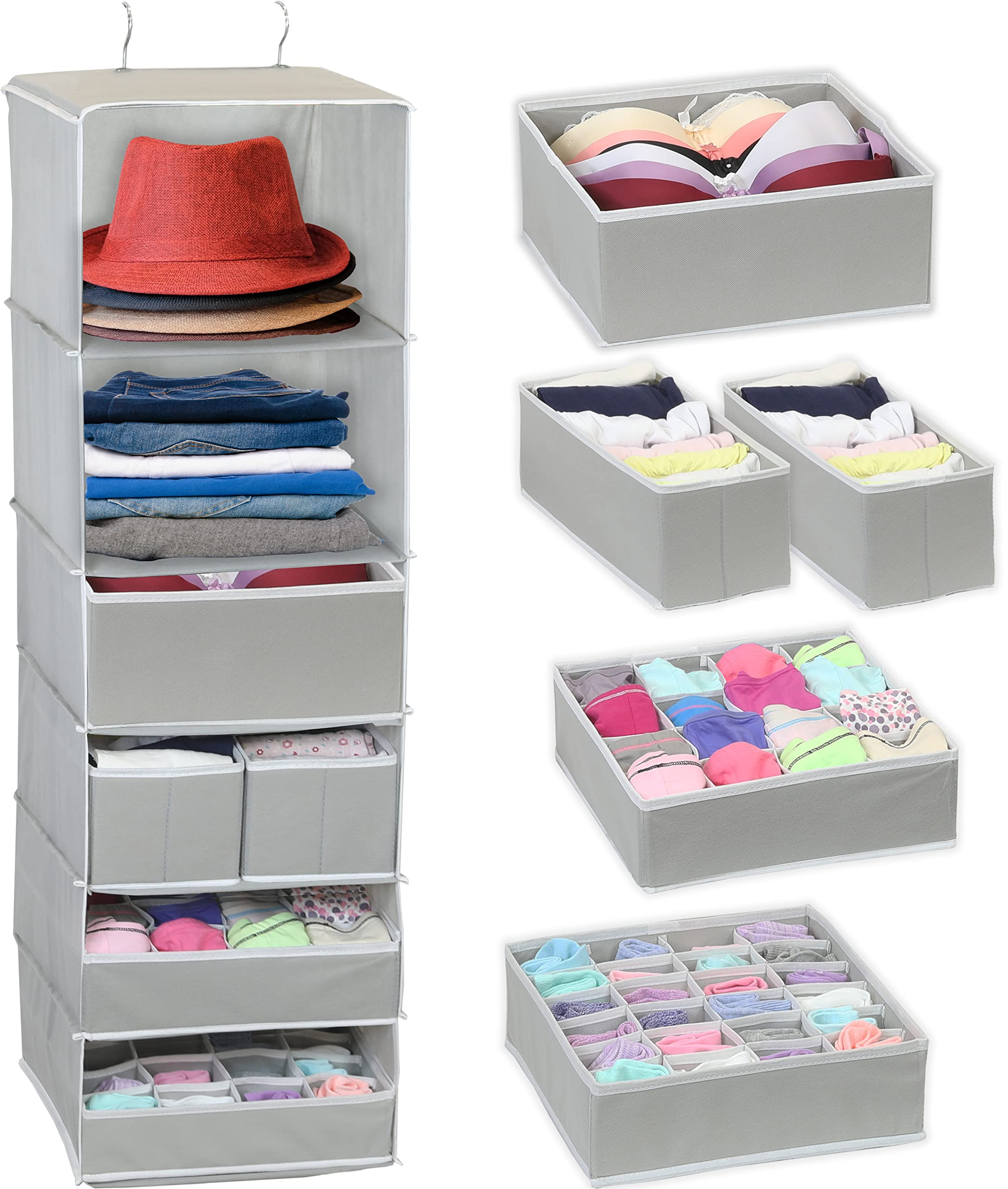 Honey Can Do 8Shelf Hanging Organizer with 2 Drawers, Multiple Colors