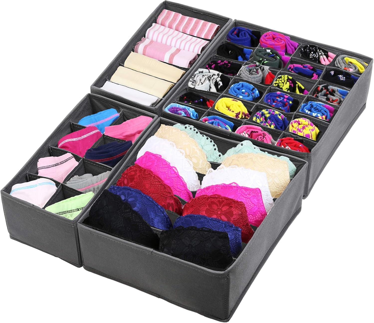 Simple Houseware Closet Underwear Organizer Drawer Divider 4 Set Dark ...