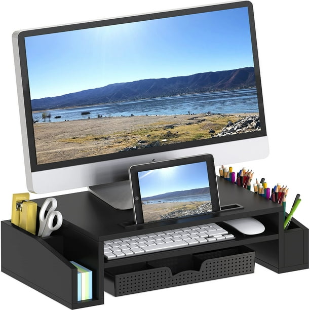 Simple Houseware Desk Monitor Stand Riser with Adjustable Organizer