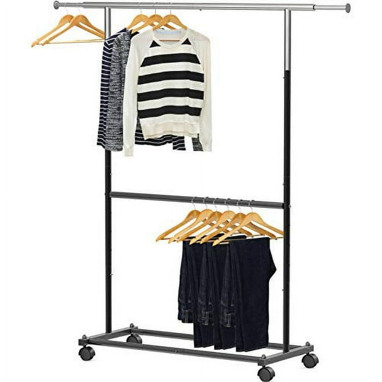 Simple Houseware Heavy Duty Double Rail Clothing Garment Rack Black