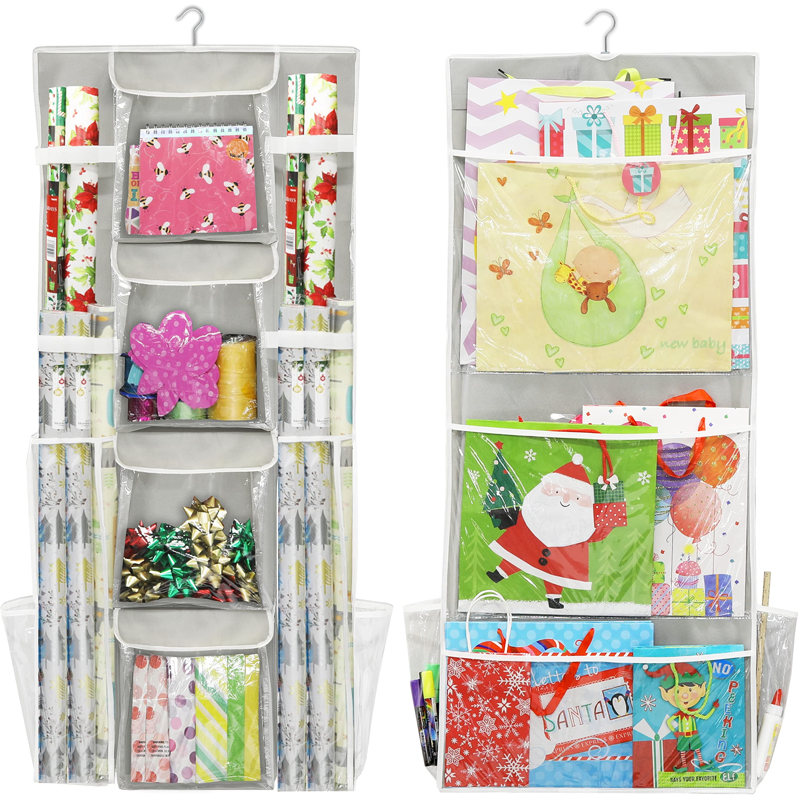 Simple Houseware Double-Sided Hanging Gift Wrap Organizer Storage