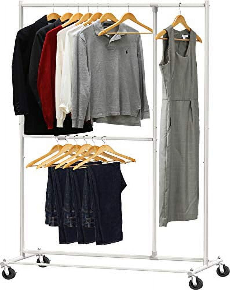 Simple Houseware Dual Bar Adjustable Garment Rack White 72