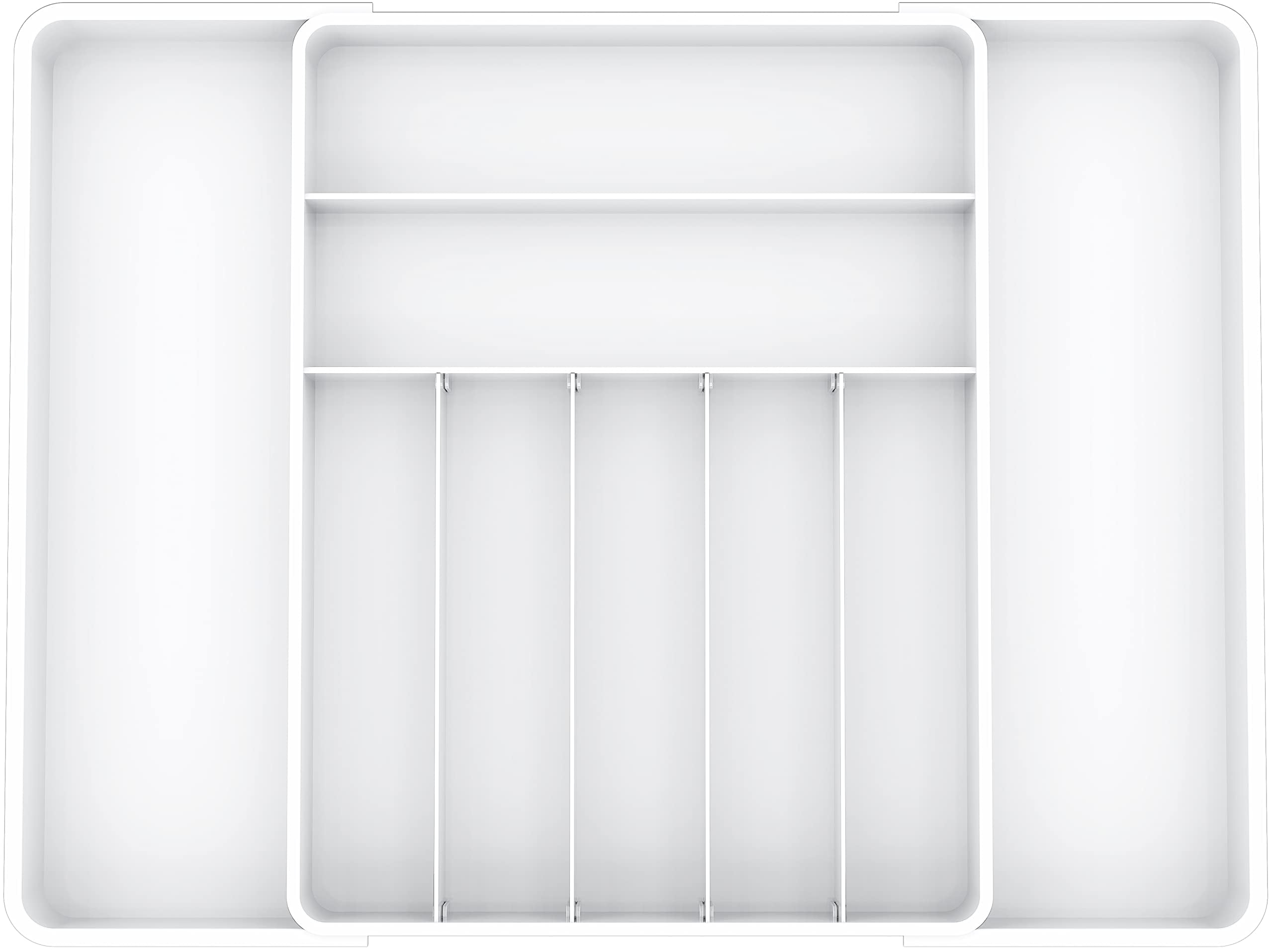 White Adjustable Plastic Expandable Cutlery Drawer Organizer