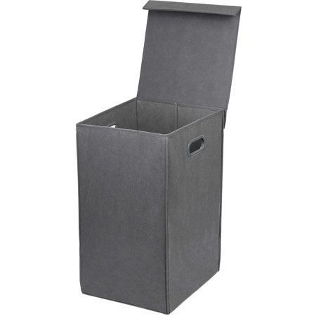 Simple Houseware Foldable Laundry Hamper with Lid, Dark Gray