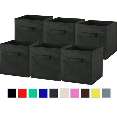 Simple Houseware Foldable Storage Bins Cube Organizer, 6 Pack, Black