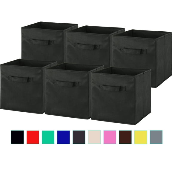 Simple Houseware Foldable Storage Bins Cube Organizer, 6 Pack, Black