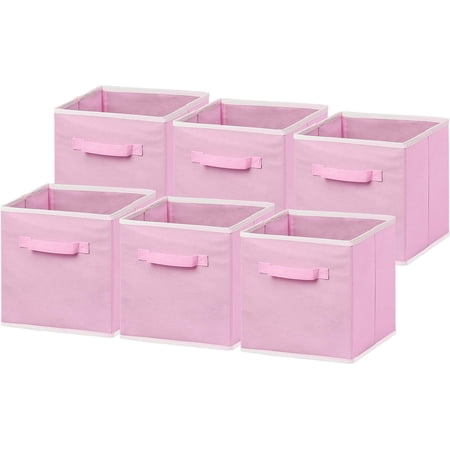 Simple Houseware Foldable Storage Bins Cube Organizer, 6 Pack, Pink