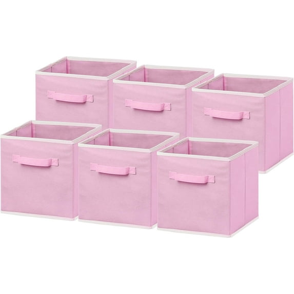 Simple Houseware Foldable Storage Bins Cube Organizer, 6 Pack, Pink