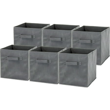 Simple Houseware Foldable Storage Bins Cubes Organizer, 6 Pack, Dark Gray