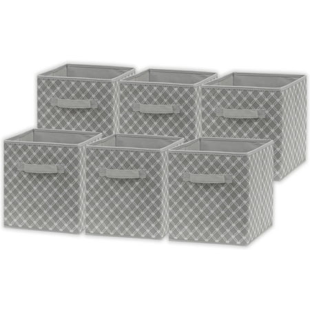 Simple Houseware Foldable Storage Bins Cubes Organizer, 6 Pack, Geometric Gray