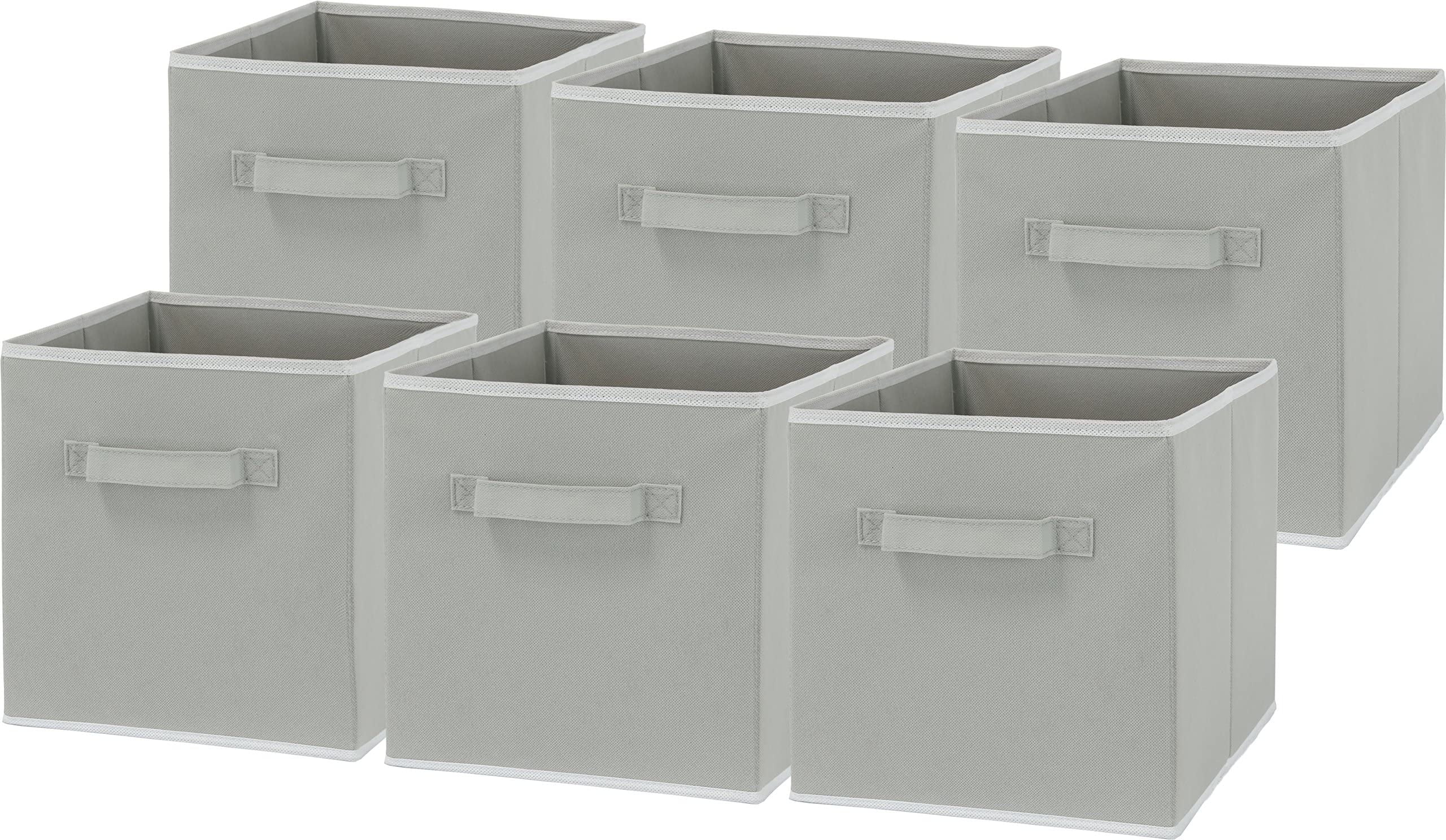 Gray Fabric Collapsible Cube Storage Bins, 6 Pack