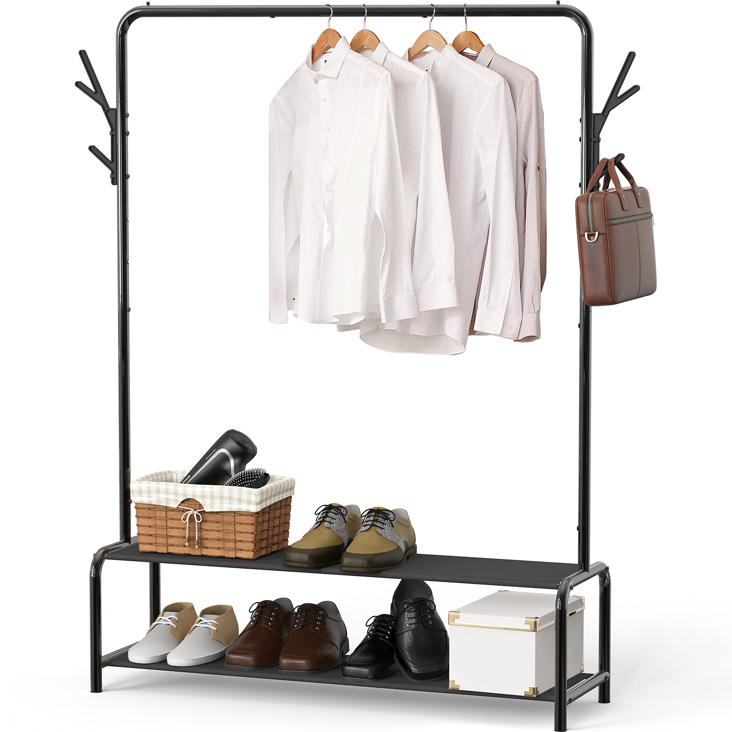 Simple Houseware Garment Rack YPF5 with Storage Shelves and Coat/Hat