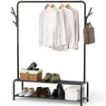 thumbnail image 1 of Simple Houseware Garment Rack with Storage Shelves and Coat/Hat Hanging Hooks, Black, 1 of 7