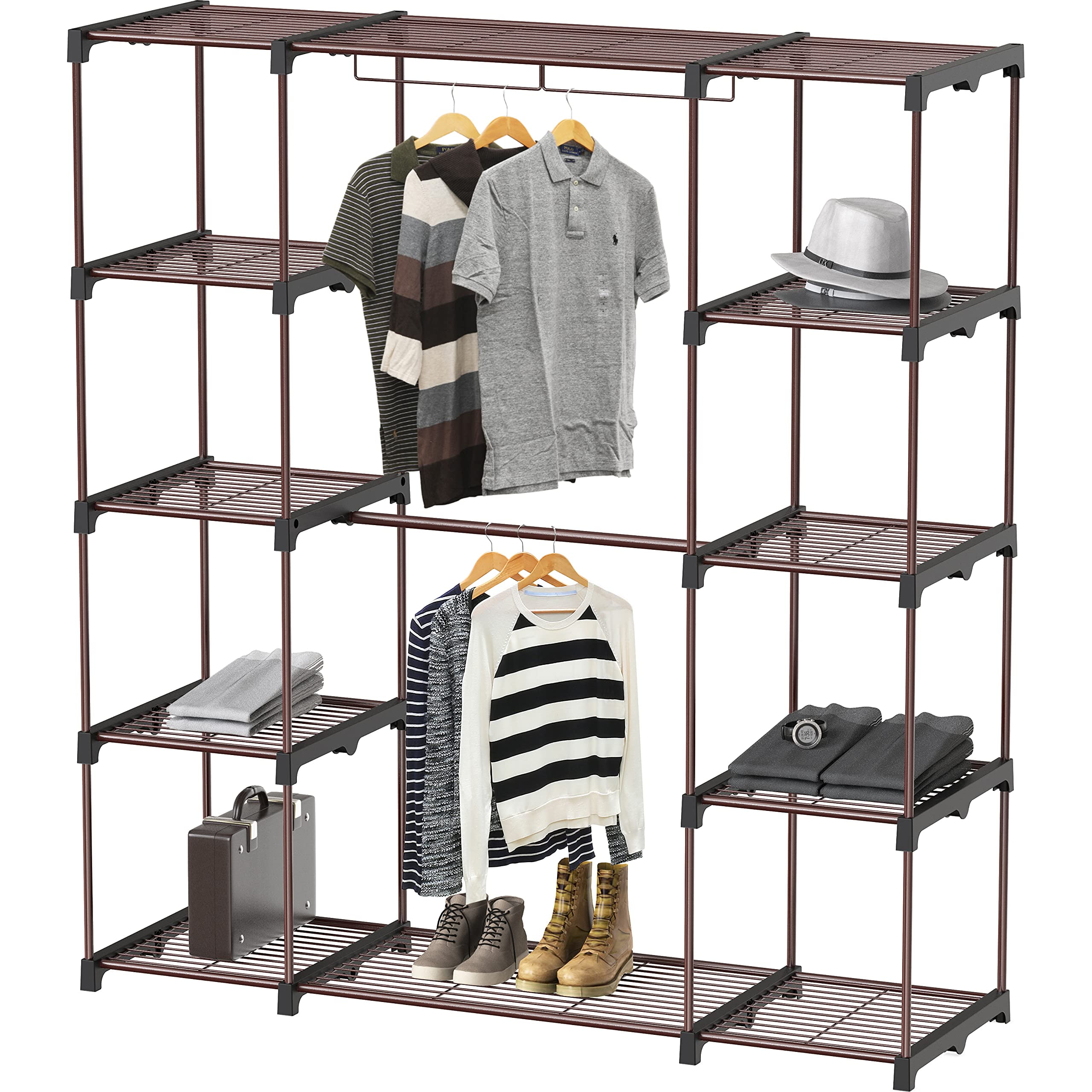 Simple Houseware Garment Racks with Portable Standing Shelf Units for ...