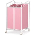 thumbnail image 1 of Simple Houseware Heavy Duty 2-Bag Laundry Sorter Rolling Cart, Pink, 1 of 5