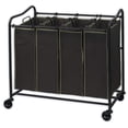 thumbnail image 1 of Simple Houseware Heavy Duty 4-Bag Laundry Sorter Rolling Cart, Brown, 1 of 5