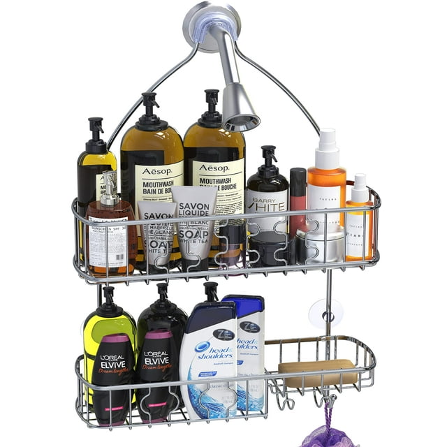 Simple Houseware Large Hanging Shower Head Caddy Bathroom Organizer, Chrome