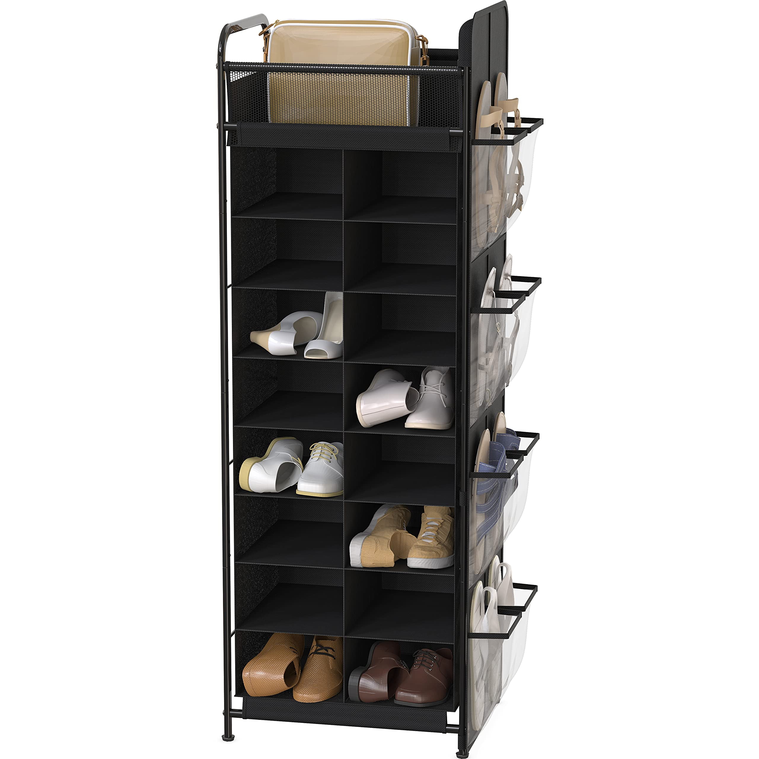 https://i5.walmartimages.com/seo/Simple-Houseware-Shoe-Stand-Tower-Rack-w-Side-Hanging-Bag-20-Pair-Black_06f9313b-7643-4cd0-9125-42a0ba80872c.dae3cab3a895f1248f0ebb1badaff8e2.jpeg
