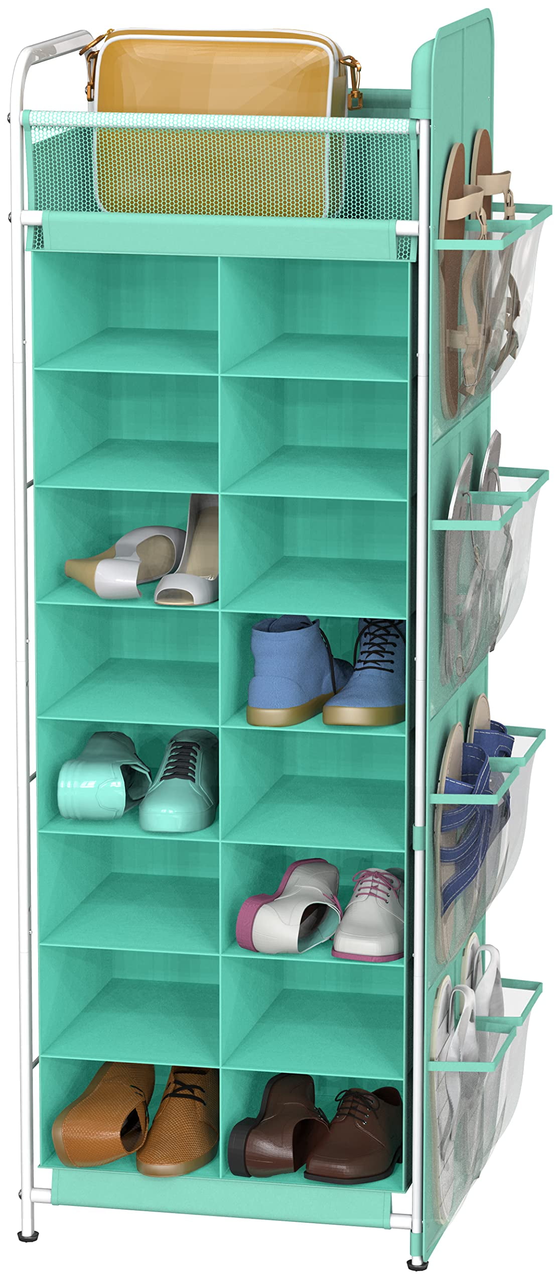 Simple Houseware 6-Tier Shoe Rack Storage Organizer 34-Pair w/ Side Hanging Bag, Bronze