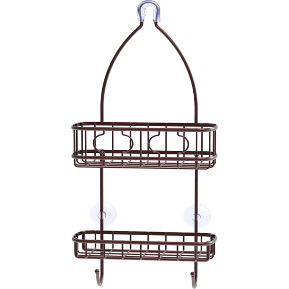 Simple Houseware Shower Caddy Hanging Organizer with 2 Hooks, Bronze