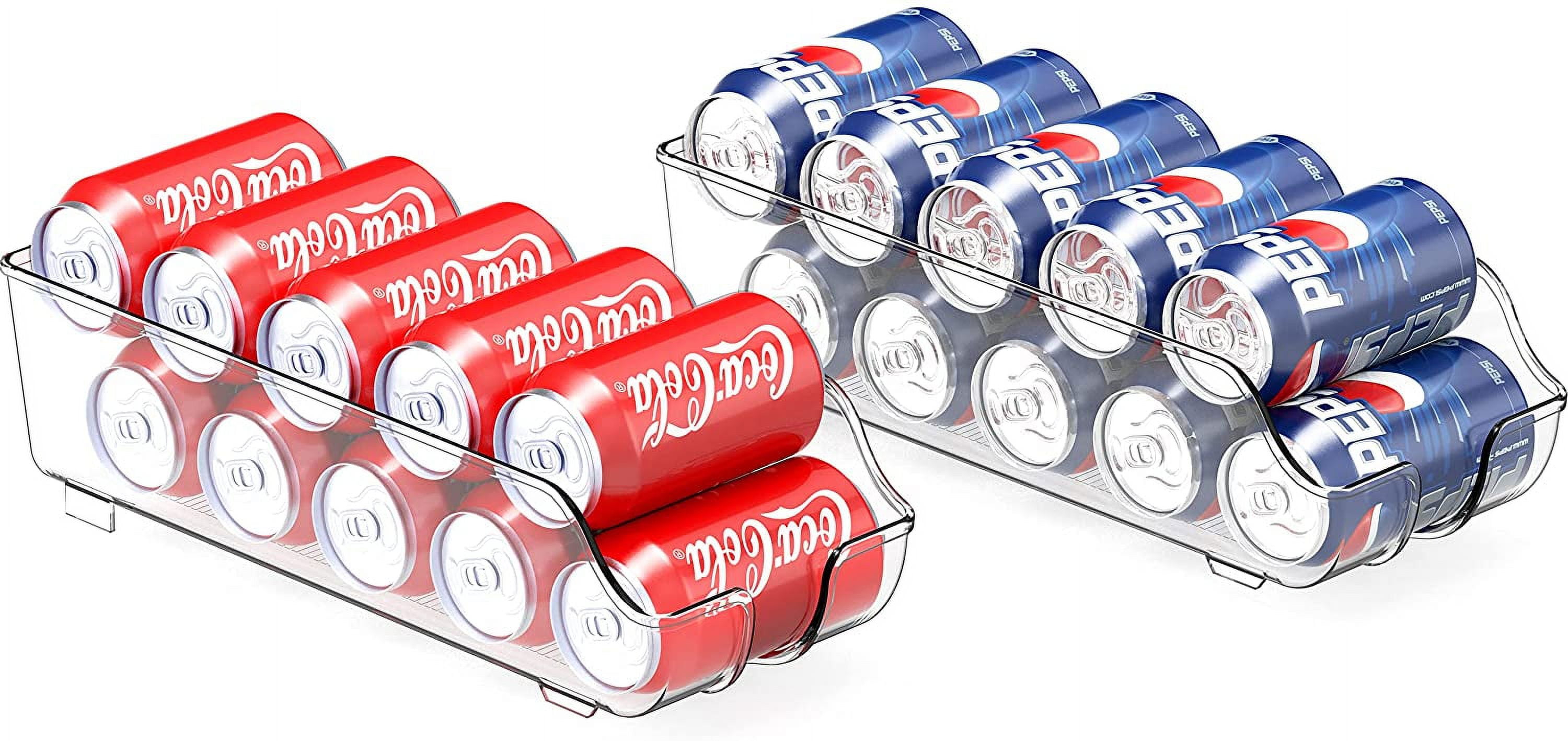 Clear Acrylic Soda Can Organizer for Pantry and Refrigerator, Set of 2