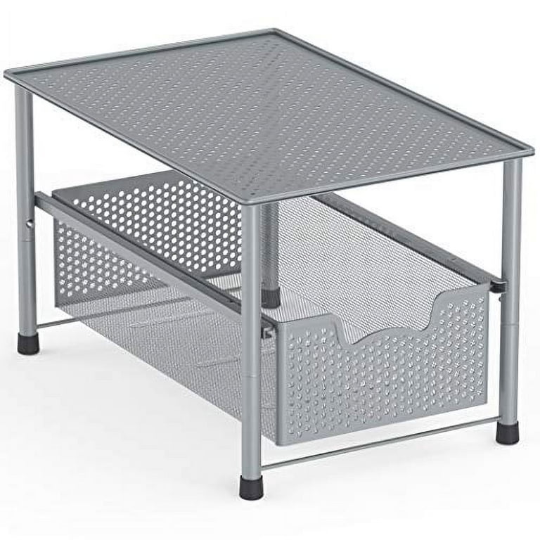 Simple Houseware Stackable Under Sink Cabinet Sliding Basket Organizer Drawer Silver
