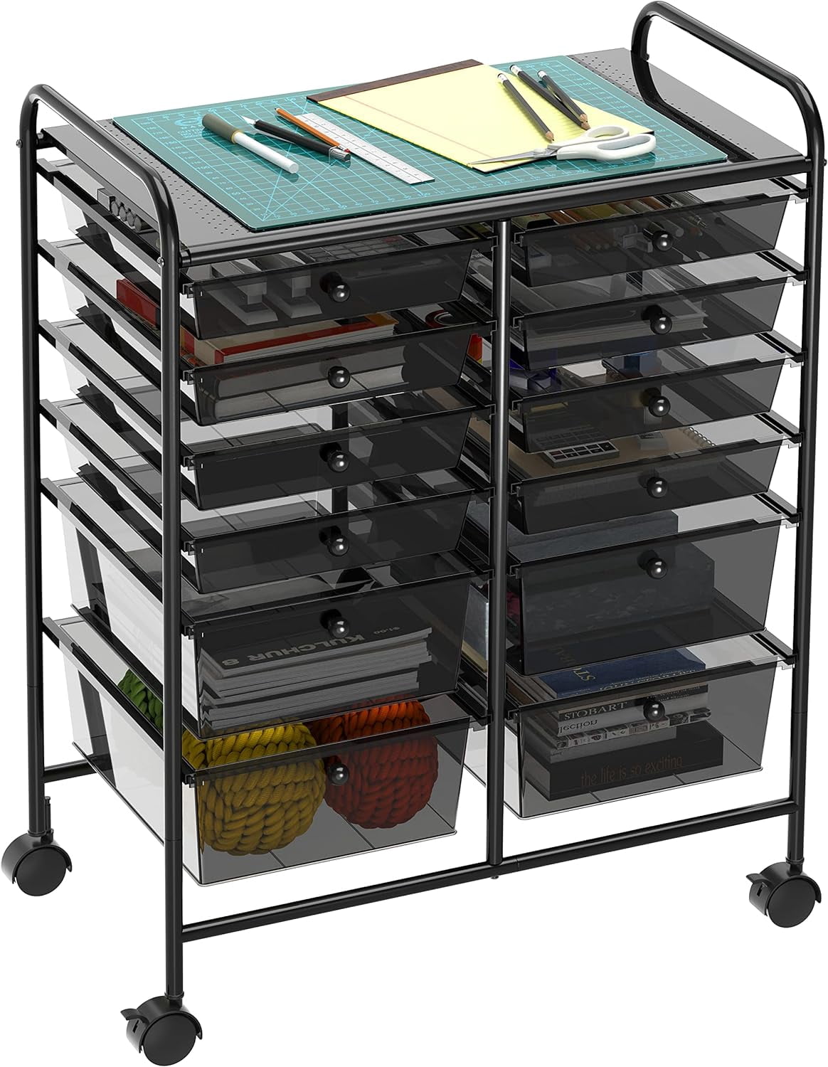 Simple Houseware Utility Cart with 12 Drawers Rolling Storage Art Craft ...