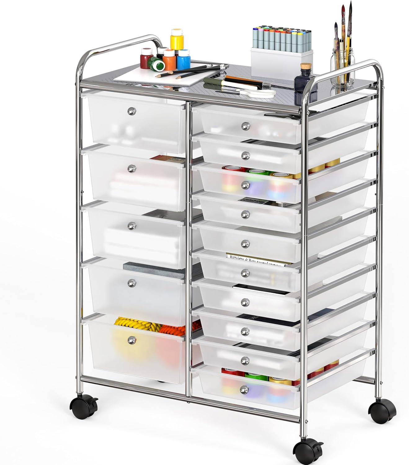 Simple Houseware Utility Cart with 12 Drawers Rolling Storage Art Craft ...