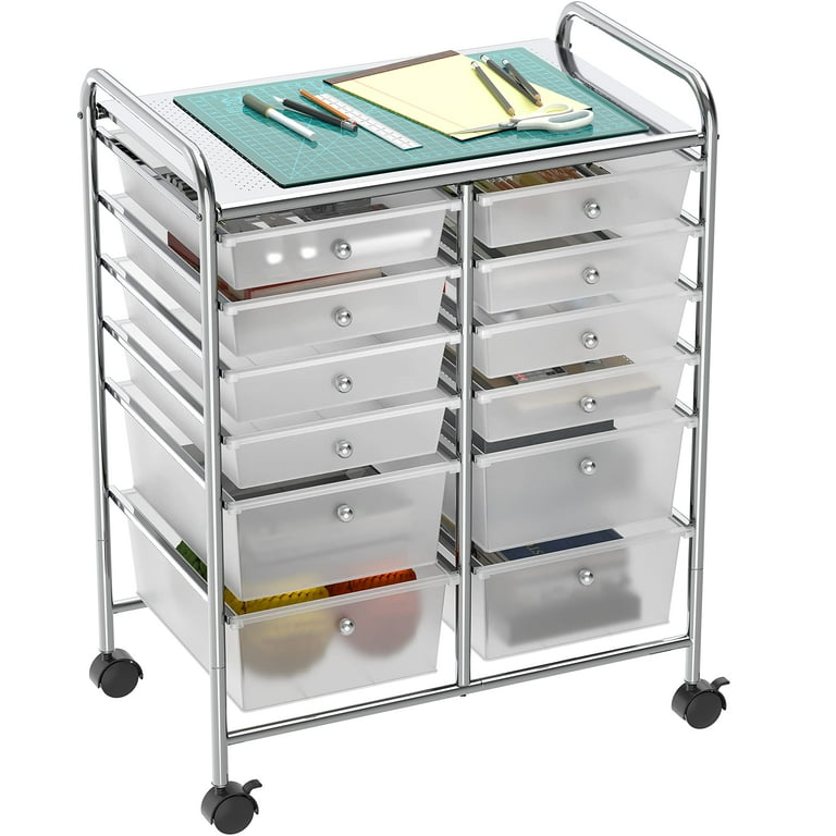 SimpleHouseware 8-Drawers Rolling Storage Cart, Chrome