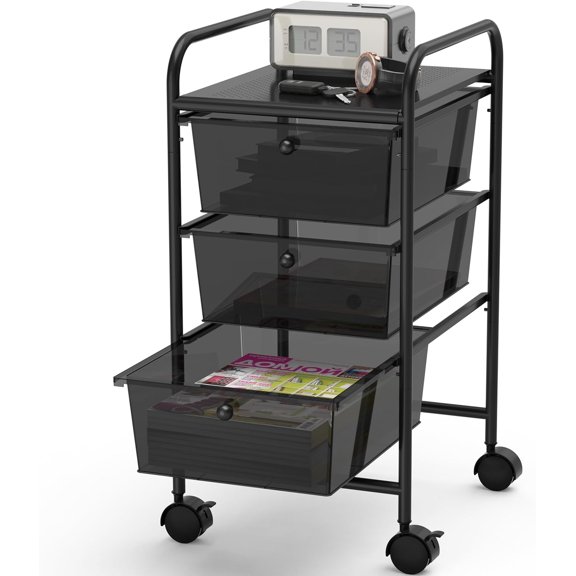 Simple Houseware Utility Cart with 8 Drawers Rolling Storage Art Craft Organizer, Chrome