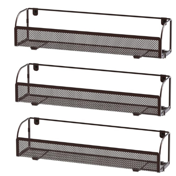 Simple Houseware Wall Mounted Spice Rack Shelves Organizer, Bronze, 3-Pack