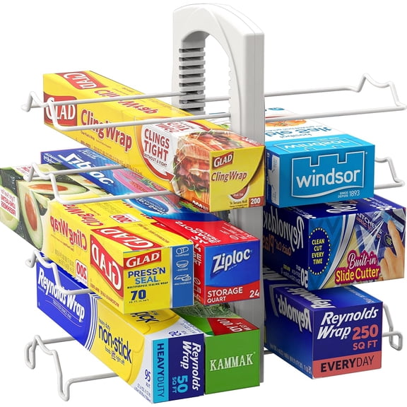 Simple Housewares Adjustable Kitchen Wrap Organizer, White