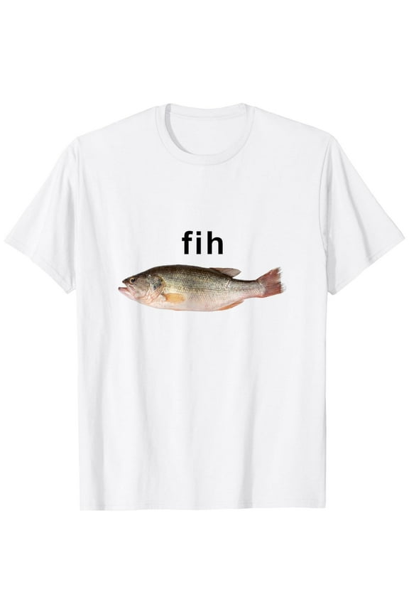 Simple Humor “Fih” Tee – Men’s Misspelled Fish Meme Graphic T - Shirt