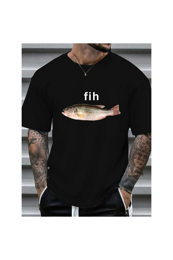Viral 'Fih' Meme Shirt - Trendy Misspelled Word Design - Soft Cotton Casual Tee for Men Who Love Internet Humor
