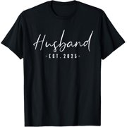 Simple Husband Est 2025 Just Married Honeymoon Hubby Wedding Couple T-shirt