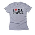 thumbnail image 1 of Simple I Love My Amazing Husband With Red Heart Women's Cotton Grey T-Shirt, 1 of 2