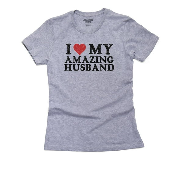 Simple I Love My Amazing Husband With Red Heart Women's Cotton Grey T-Shirt