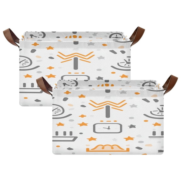 Simple Icons Pattern 16.9x11.4x10in Foldable Open Home Storage Bins Durable Water Resistant Shelf Baskets
