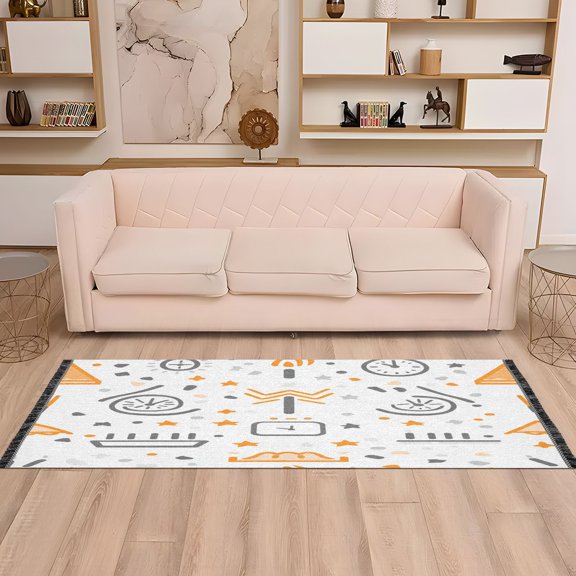 Simple Icons Pattern 72x23.5" Bedroom Runner Rug, Durable and Non-Slip for Hallways and Living Rooms