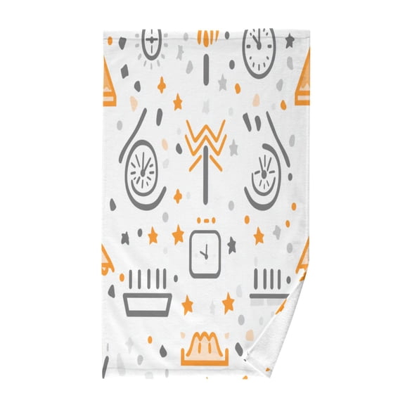 Simple Icons Pattern Hand Towel Cotton 16x28 in Soft Absorbent Quick Dry Bath Face Towel