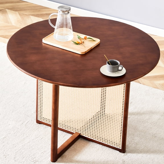 Simple Imitation Rattan Desk | Office and Home Office Use | Rubber Wood Craftsmanship | Easy - to - Follow Installation