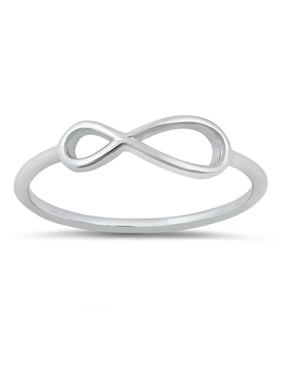 Simple Infinity Loop Knot Skew Ring .925 Sterling Silver Band Jewelry Female Male Unisex Size 6