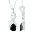 thumbnail image 1 of Rosec Jewels Simple Infinity Pendant Necklace, Black Onyx Pendant with Moissanite (5X7 mm), 10K White Gold, 1 of 8